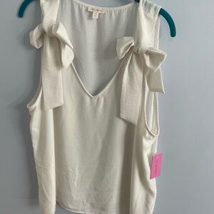 Cream Colored Bow Detail Tank BNWT Sz XL